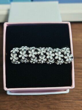 Sterling Silver Darling Daisies Spacer with White Enamel - 791495EN12 Set of 7